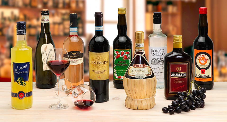 Vin italiens, alcools, spiritueux et bitters importés par Castelli